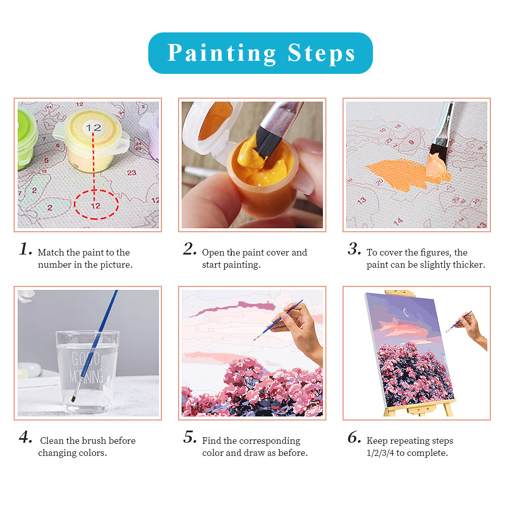 Flower Pattern V9 | Paint by Numbers | Retro Style