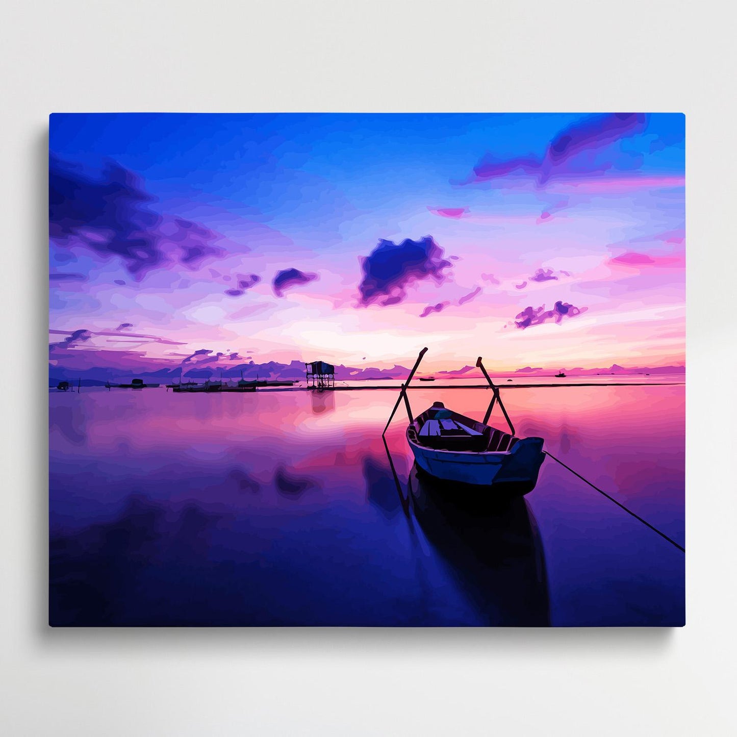 Boat on the sea in the evening | Paint by Numbers | Landscape-Paintsuper