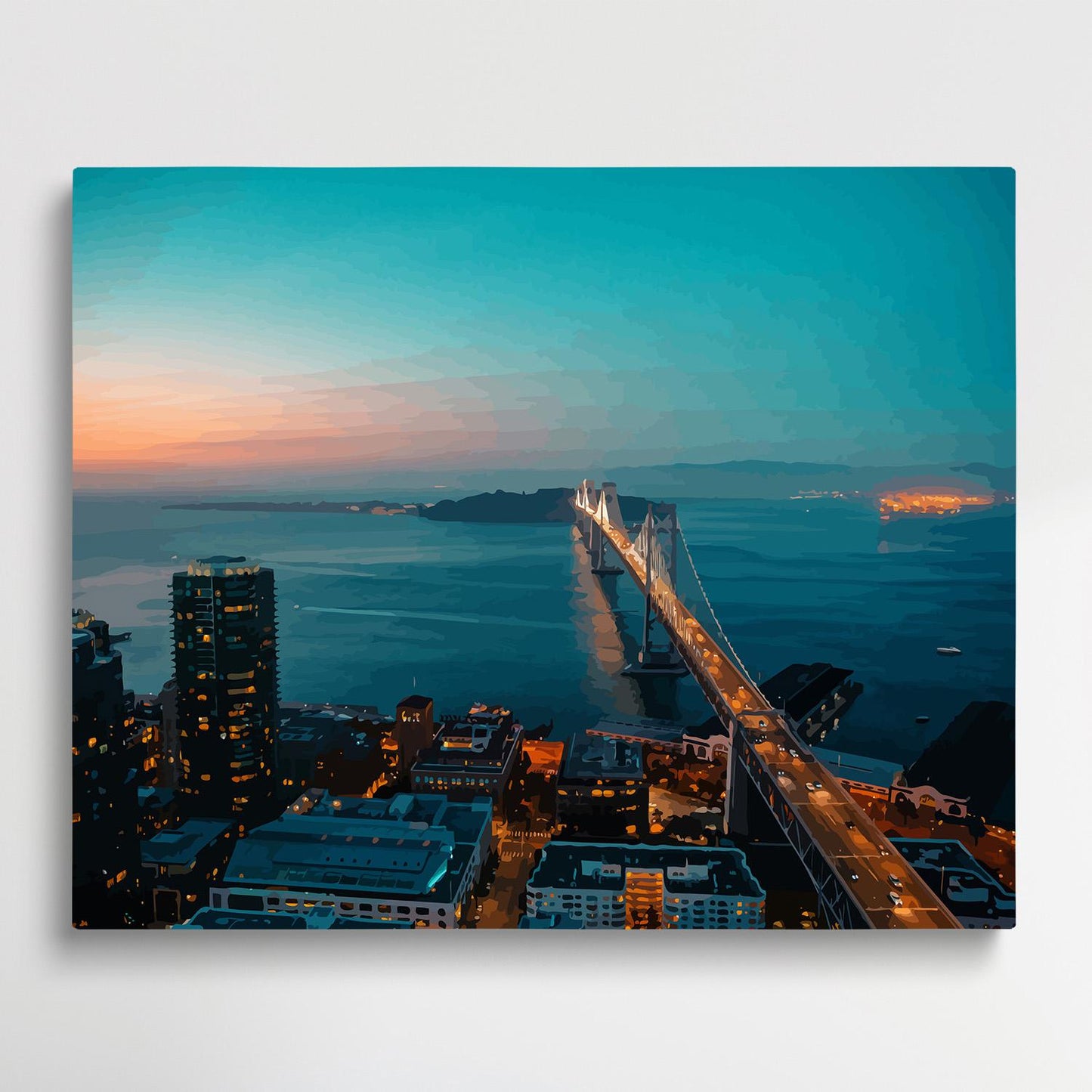 Bridge over the sea at night | Paint by Numbers | Landscape-Paintsuper