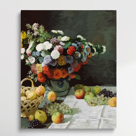 Flowers And fruit | Paint by Numbers | Claude Monet-Paintsuper