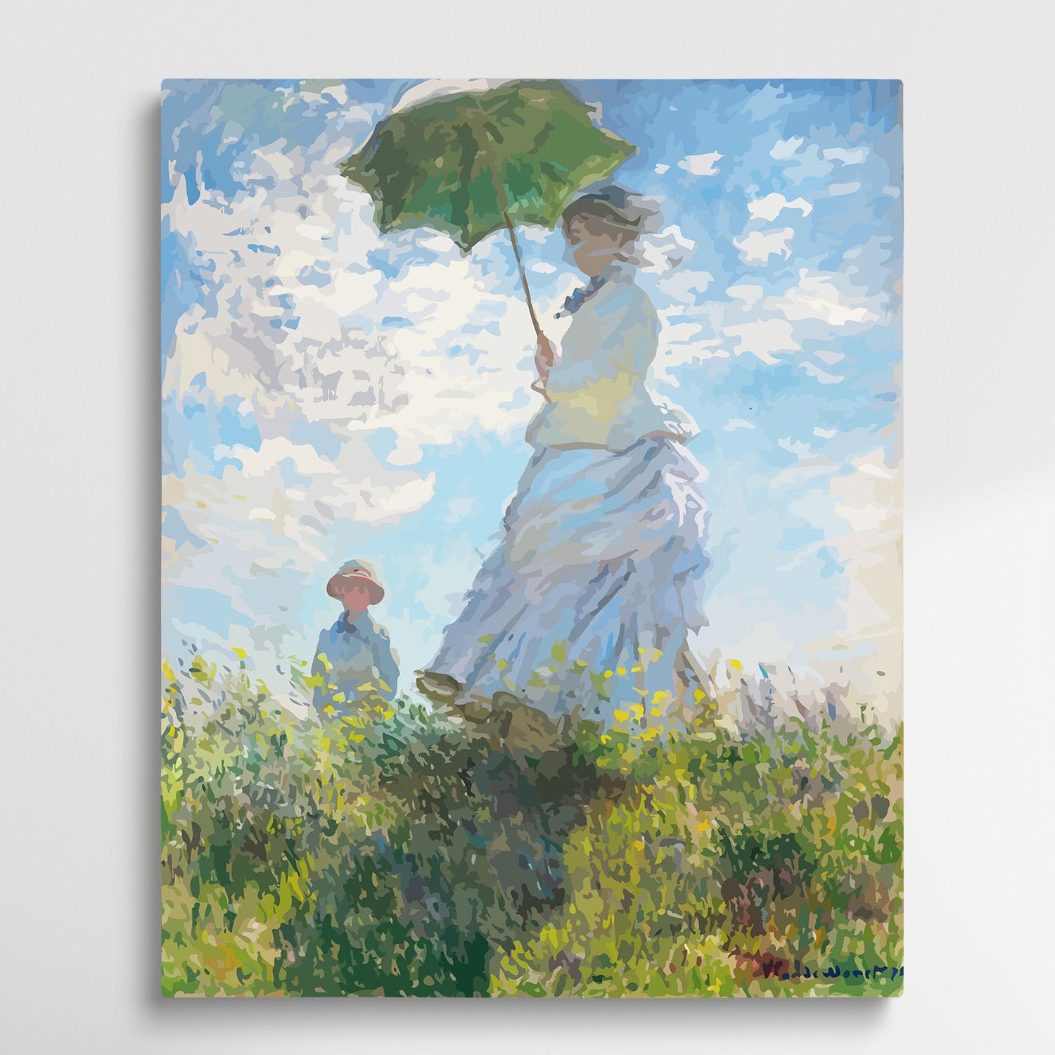 Woman With a Parasol | Paint by Numbers | Claude Monet-Paintsuper