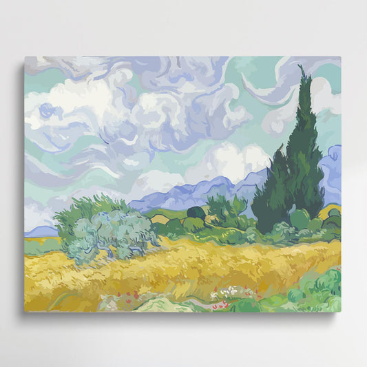 A Wheatfield With Cypresses | Paint by Numbers | Van Gogh-Paintsuper