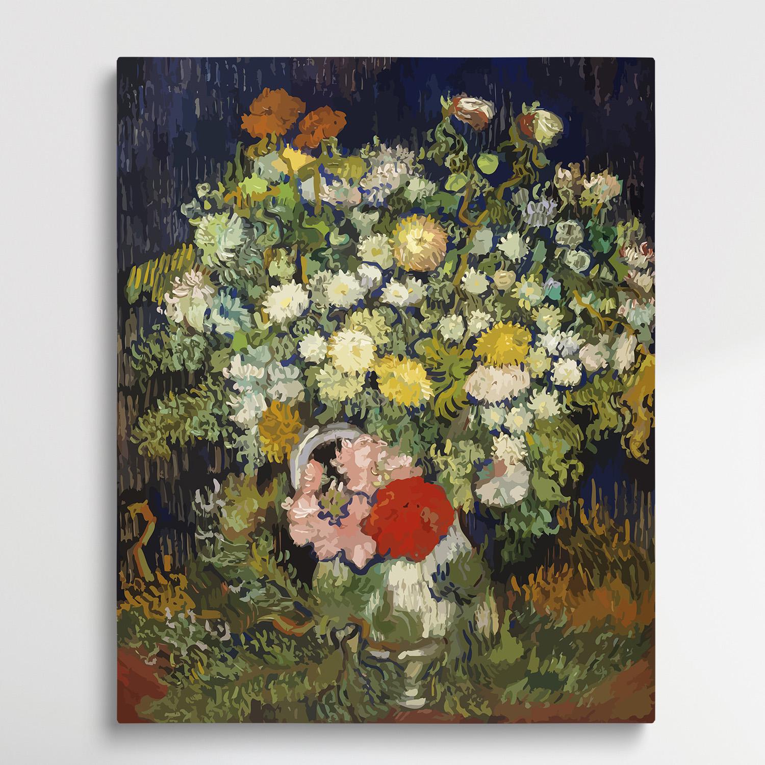 Bouquet of Flowers in a Vase | Paint by Numbers | Van Gogh-Paintsuper