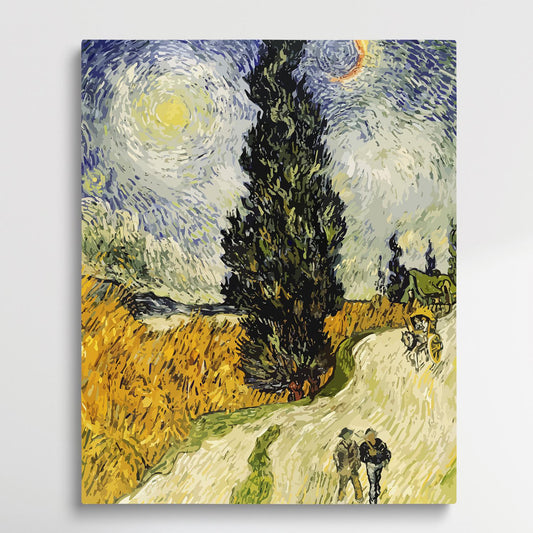 Road with Cypress and Star | Paint by Numbers | Van Gogh-Paintsuper