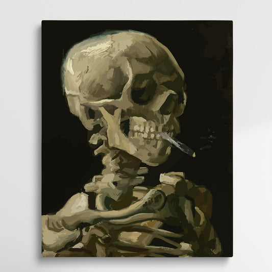 Skull with Burning Cigarette | Paint by Numbers | Van Gogh-Paintsuper