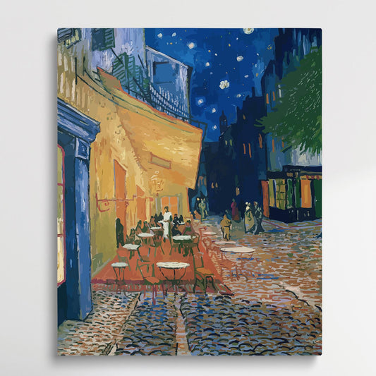 The Cafe Terrace on the Place de Forum in Arles at Night | Paint by Numbers | Van Gogh-Paintsuper