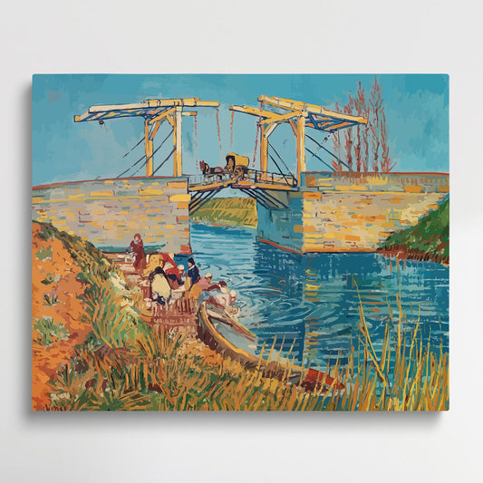 The Langlois Bridge at Arles with Women Washing | Paint by Numbers | Van Gogh-Paintsuper