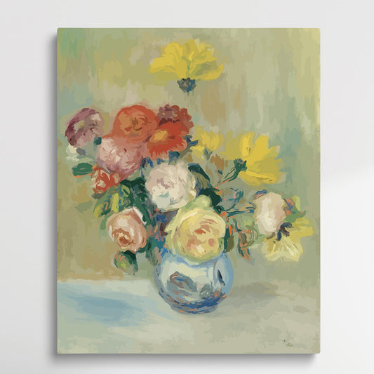 Paul Cezanne-VASE DE ROSES ET DAHLIAS | Paint by Numbers | Paul Cezanne-Paintsuper