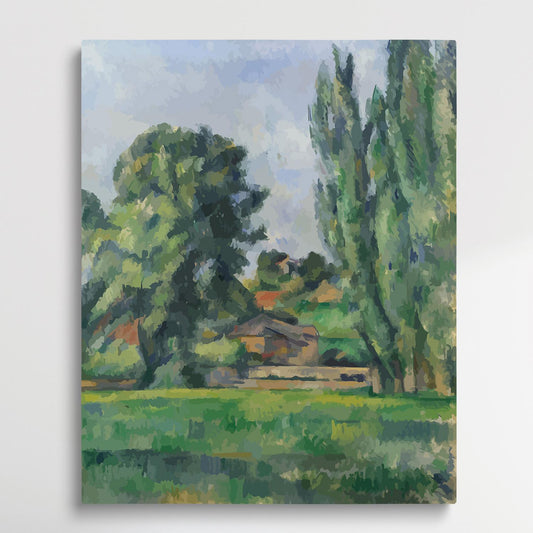 Village behind Trees | Paint by Numbers | Paul Cezanne-Paintsuper
