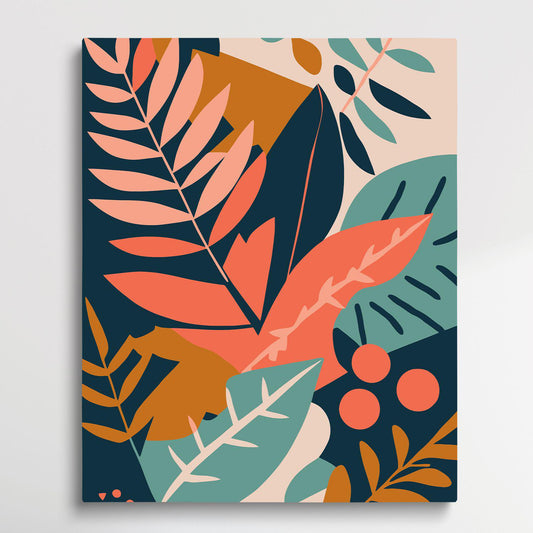 Colored Leaves V2 | Paint by Numbers | Retro Style-Paintsuper