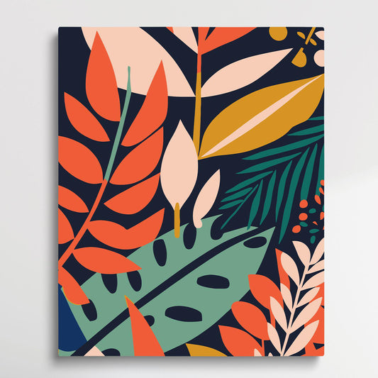 Colored Leaves V3 | Paint by Numbers | Retro Style-Paintsuper