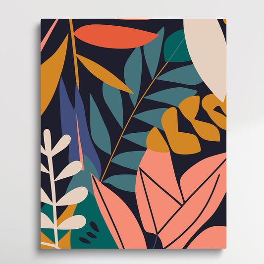 Colored Leaves | Paint by Numbers | Retro Style-Paintsuper