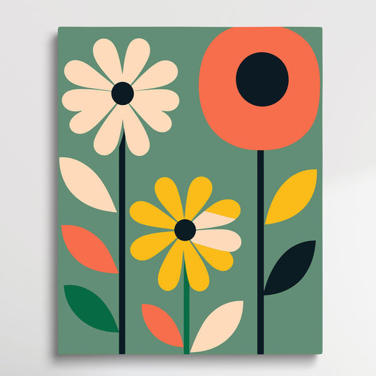 Flower Pattern V10 | Paint by Numbers | Retro Style-Paintsuper
