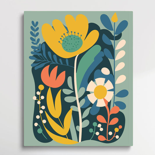 Flower Pattern V5 | Paint by Numbers | Retro Style-Paintsuper