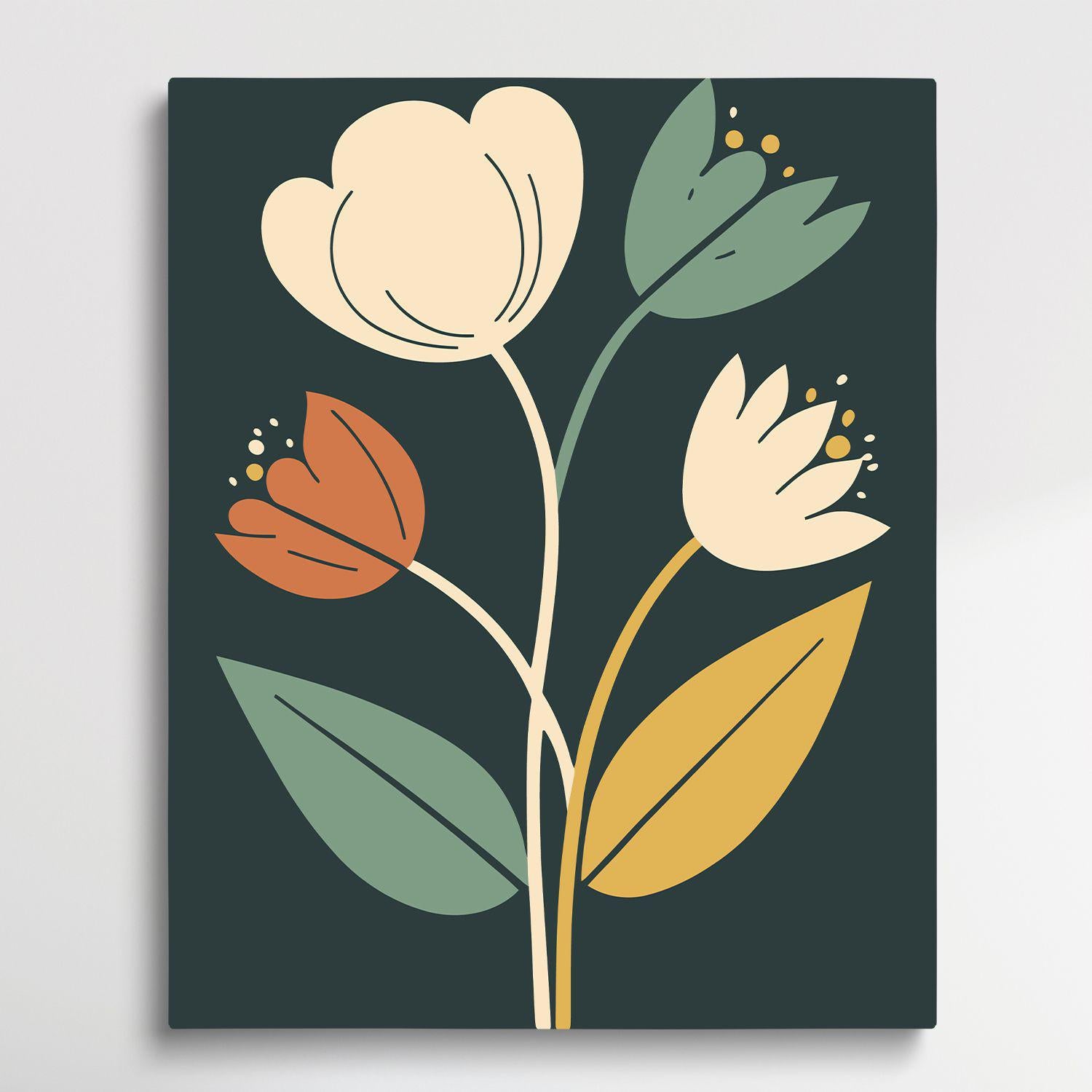 Flower Pattern V9 | Paint by Numbers | Retro Style-Paintsuper