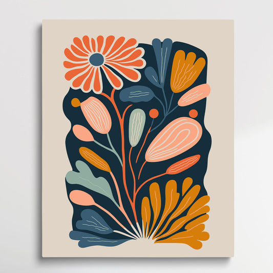 Flower Pattern | Paint by Numbers | Retro Style-Paintsuper
