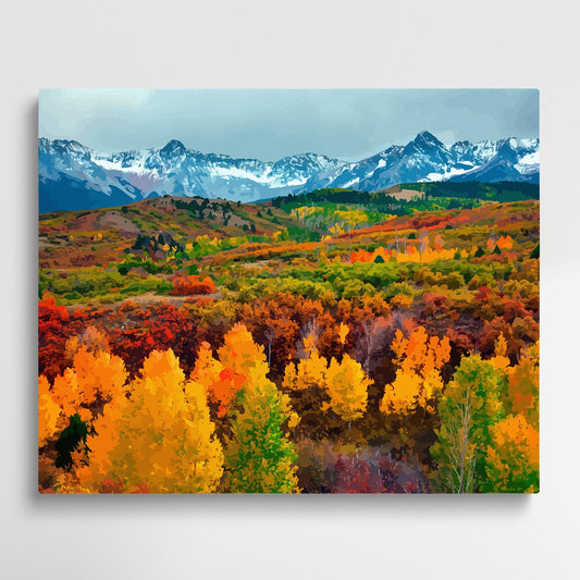 Pine forest in autumn | Paint by Numbers | Landscape-Paintsuper