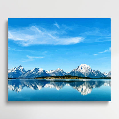 Blue sea and mountains | Paint by Numbers | Landscape-Paintsuper
