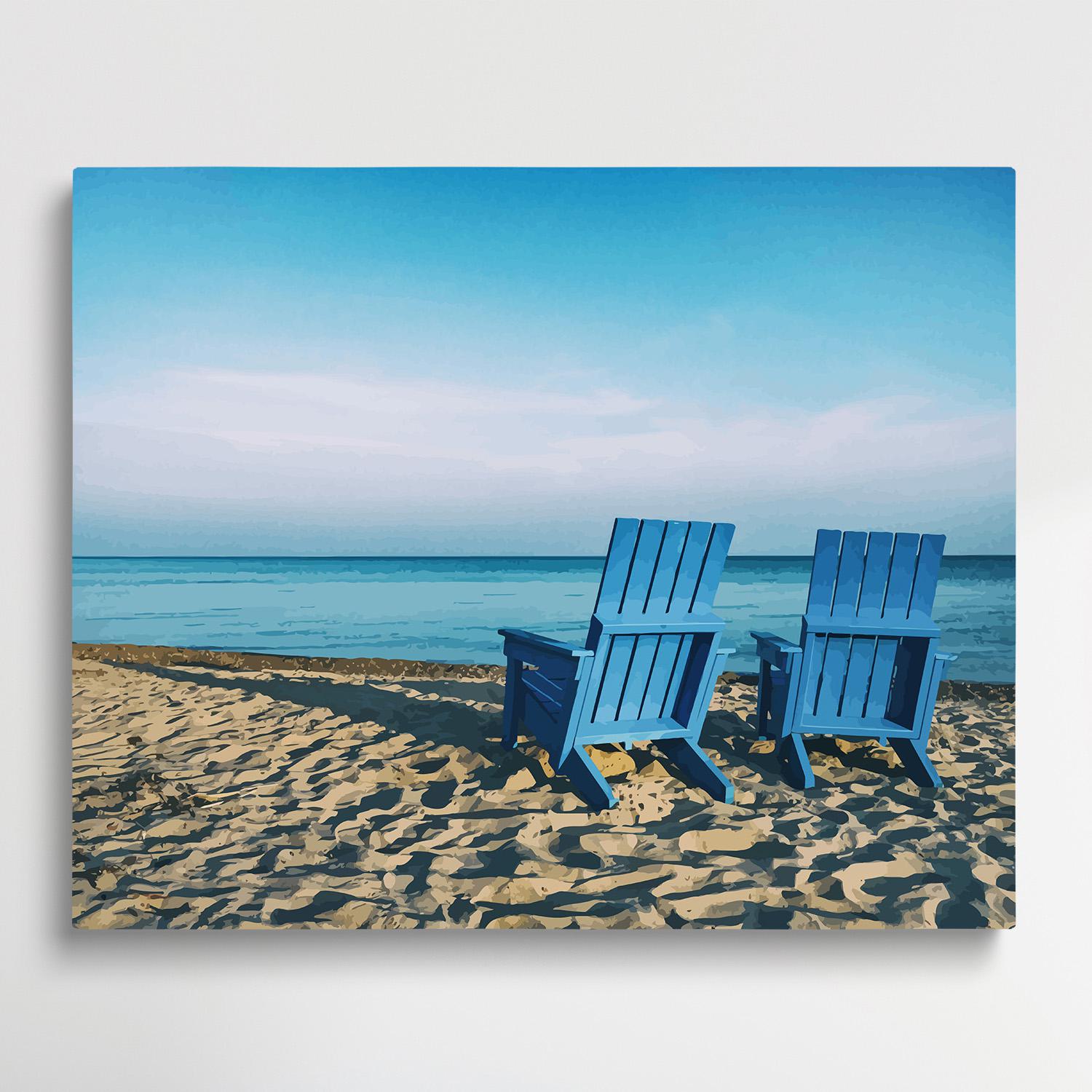 chairs on the beach | Paint by Numbers | Landscape-Paintsuper