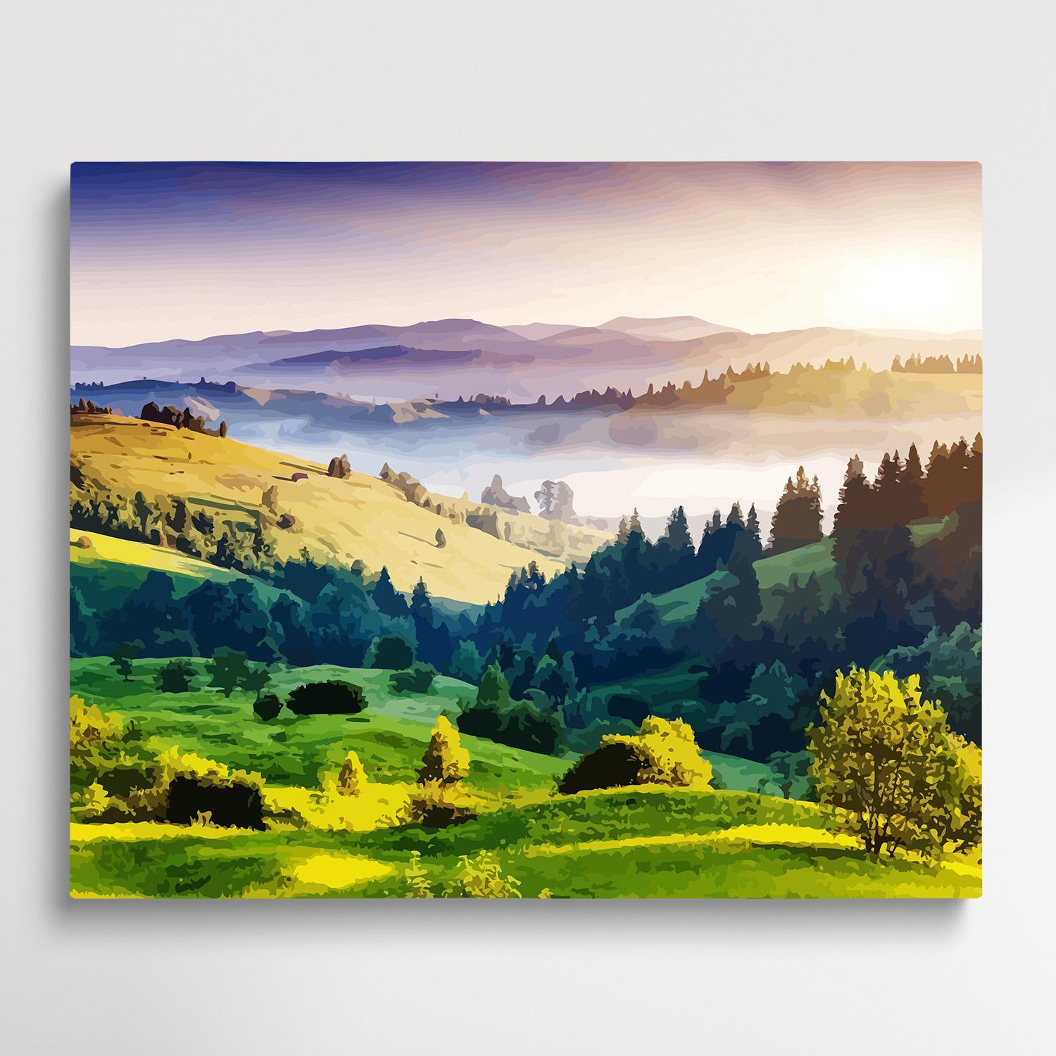 Grassland in the mist | Paint by Numbers | Landscape-Paintsuper