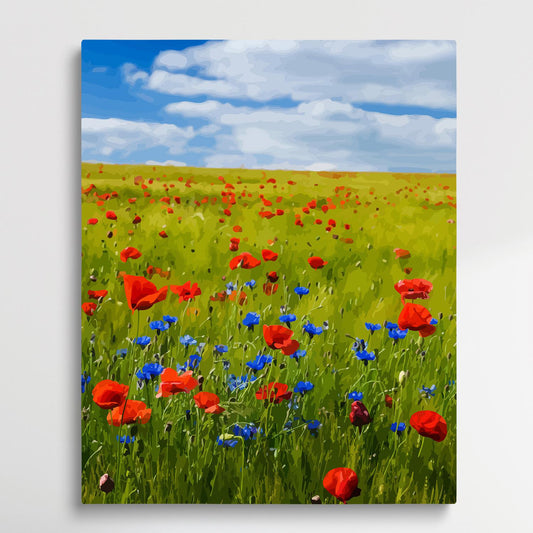 Grassland under the blue sky landscape | Paint by Numbers | Landscape-Paintsuper