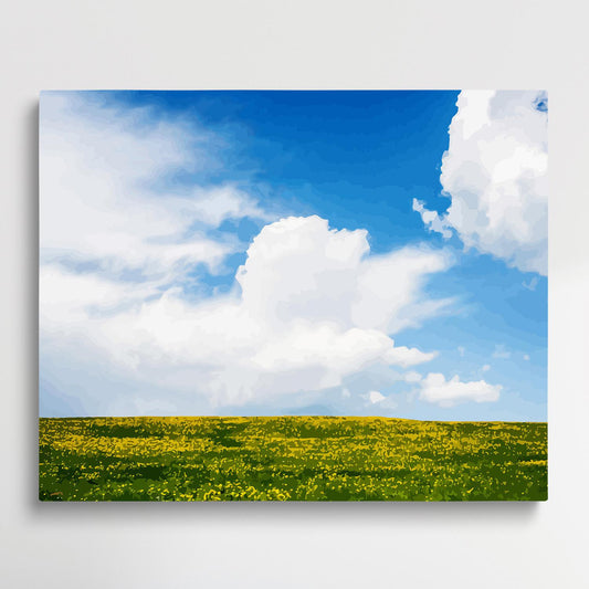 Grassland under the blue sky | Paint by Numbers | Landscape-Paintsuper