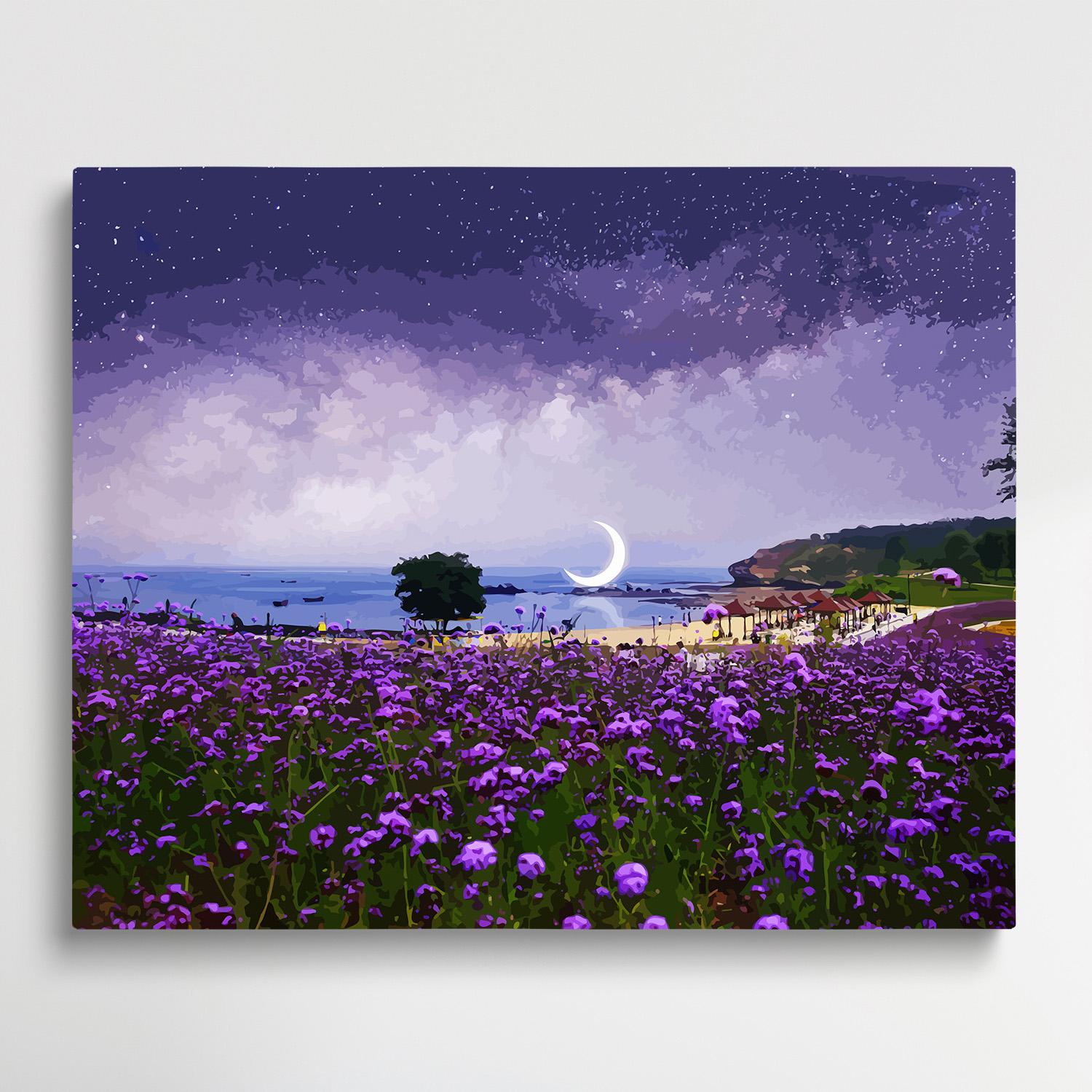 Lavender in the evening | Paint by Numbers | Landscape-Paintsuper