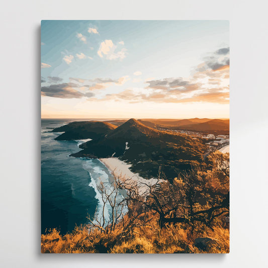 Mountains by the sea | Paint by Numbers | Landscape-Paintsuper