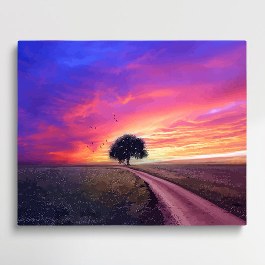 path in the evening | Paint by Numbers | Landscape-Paintsuper