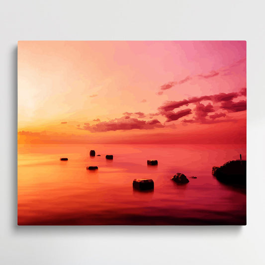 Red sunset | Paint by Numbers | Landscape-Paintsuper