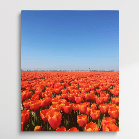 Sea of red tulips | Paint by Numbers | Landscape-Paintsuper