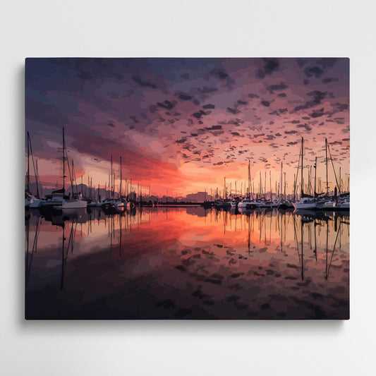 Ships in the sunset | Paint by Numbers | Landscape-Paintsuper