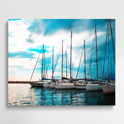 Ships on the sea | Paint by Numbers | Landscape-Paintsuper