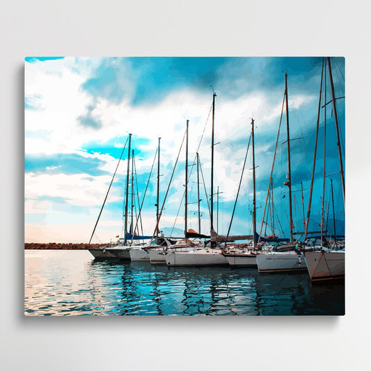 Ships on the sea | Paint by Numbers | Landscape-Paintsuper