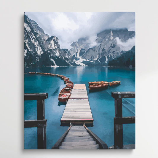 Single-plank bridge over the river | Paint by Numbers | Landscape-Paintsuper