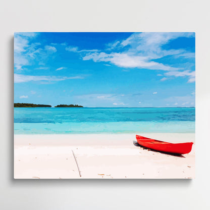Small boat on the beach | Paint by Numbers | Landscape-Paintsuper