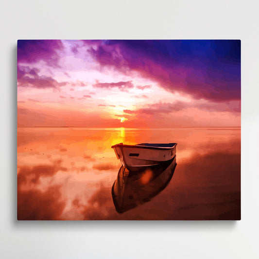 Small boat on the sea | Paint by Numbers | Landscape-Paintsuper