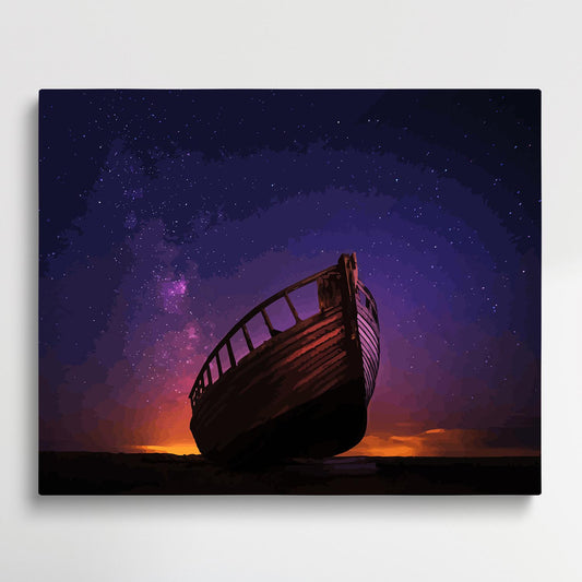 Starry night landscape | Paint by Numbers | Landscape-Paintsuper