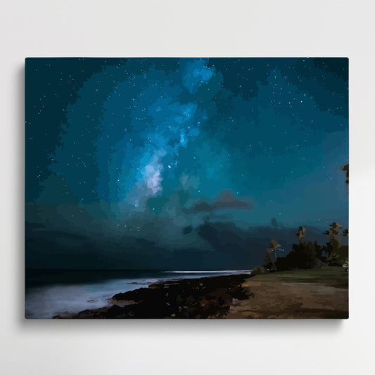 Starry sky at night | Paint by Numbers | Landscape-Paintsuper