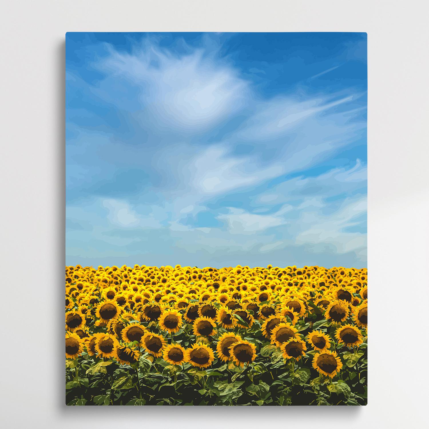 Sunflowers landscape 2 | Paint by Numbers | Landscape-Paintsuper