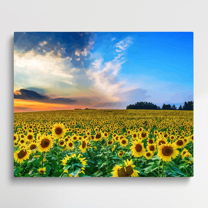 Sunflowers landscape | Paint by Numbers | Landscape-Paintsuper