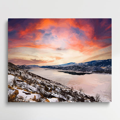sunset in winter | Paint by Numbers | Landscape-Paintsuper