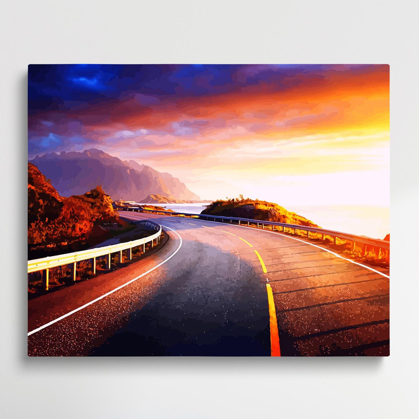 The road in the sunset | Paint by Numbers | Landscape-Paintsuper