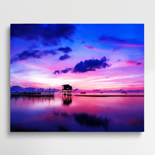 The sea at evening V3 | Paint by Numbers | Landscape-Paintsuper