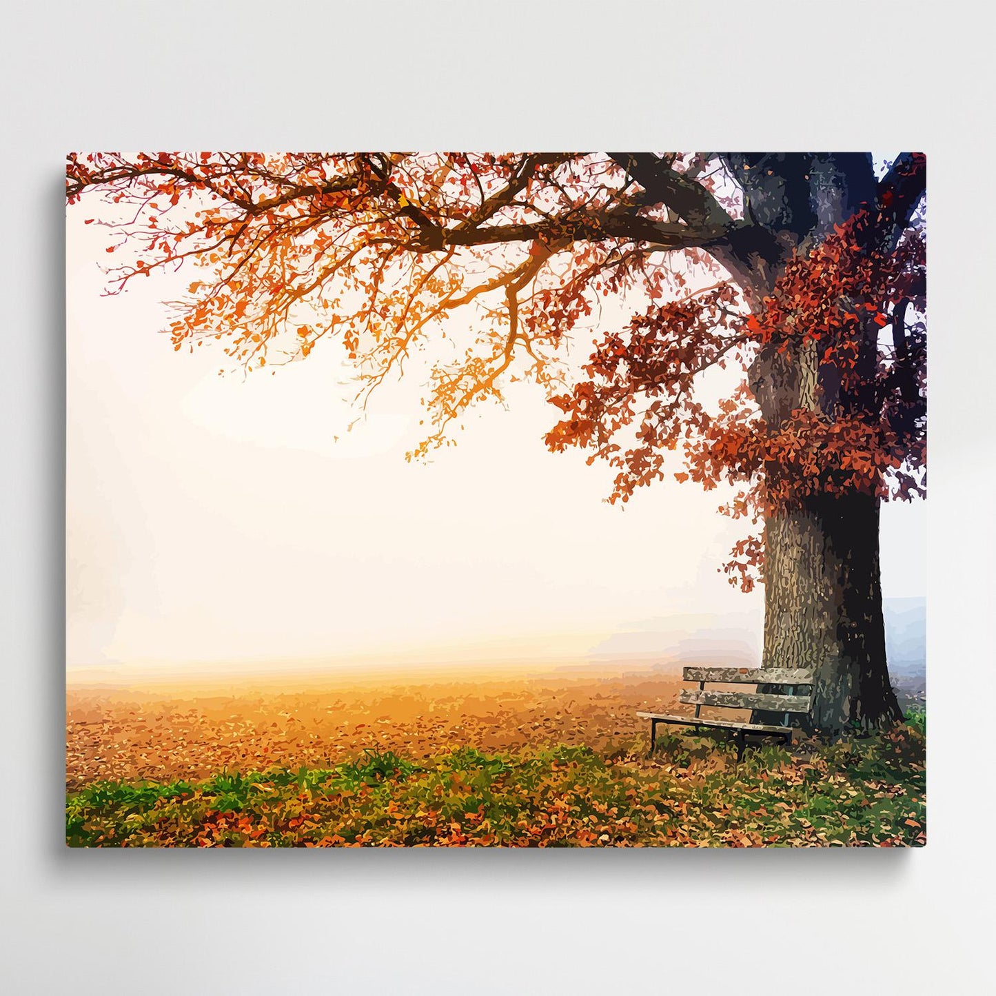 Under the big tree in autumn | Paint by Numbers | Landscape-Paintsuper