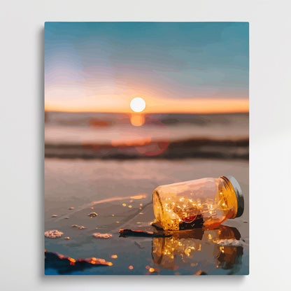 Wishing bottle on the beach | Paint by Numbers | Landscape-Paintsuper