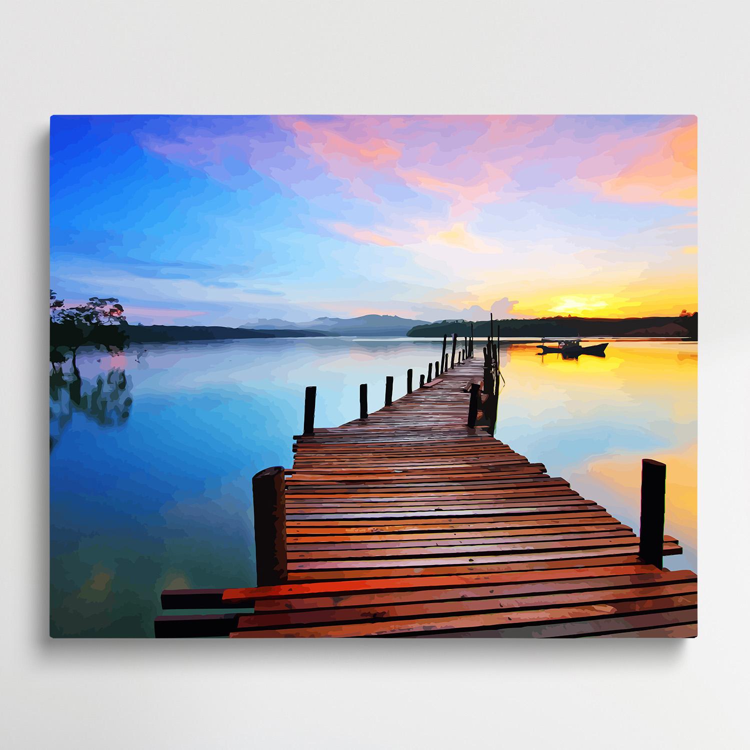 Wooden bridge over water | Paint by Numbers | Landscape-Paintsuper