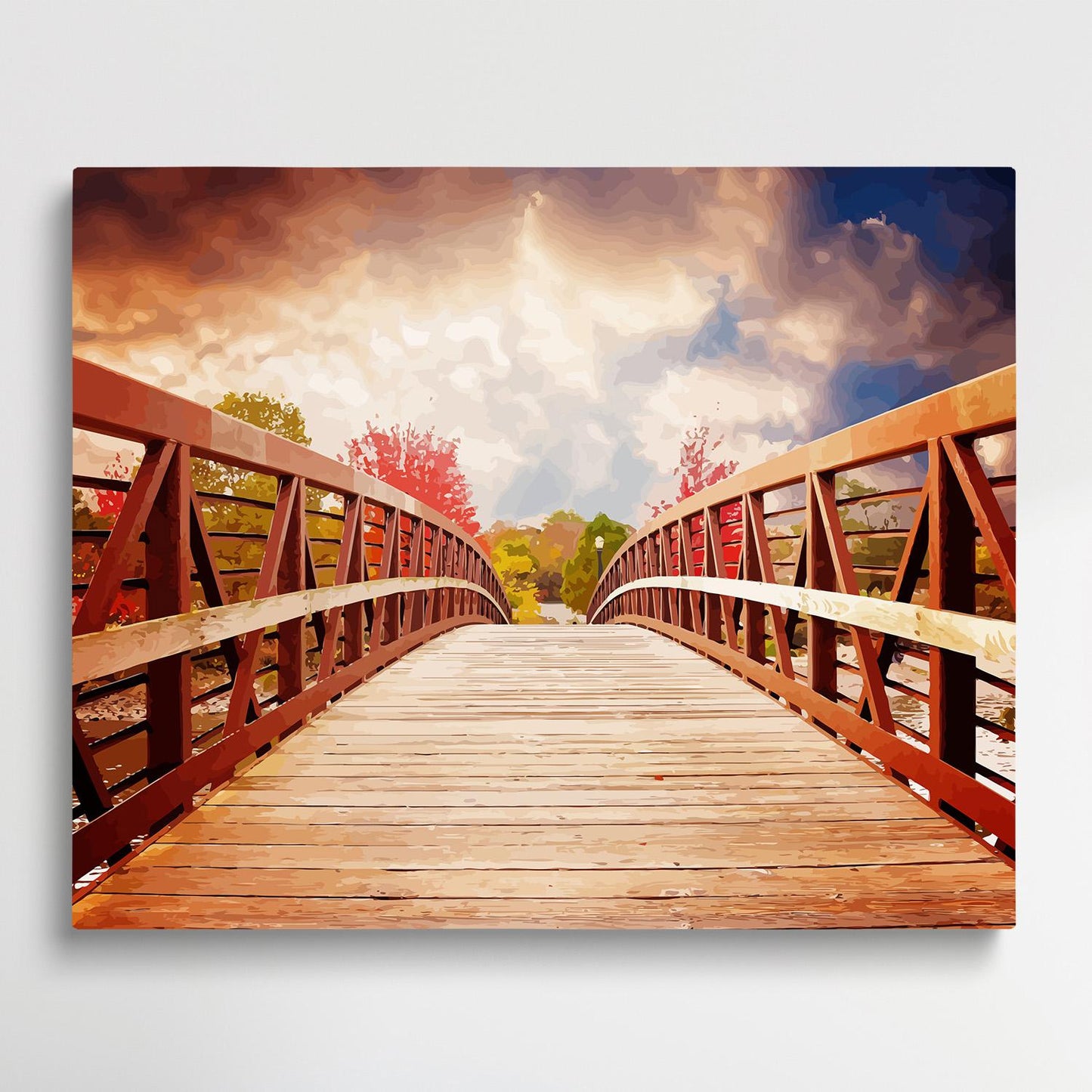 Wooden bridge | Paint by Numbers | Landscape-Paintsuper