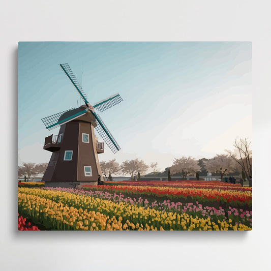 Dutch windmill | Paint by Numbers | Cities-Paintsuper