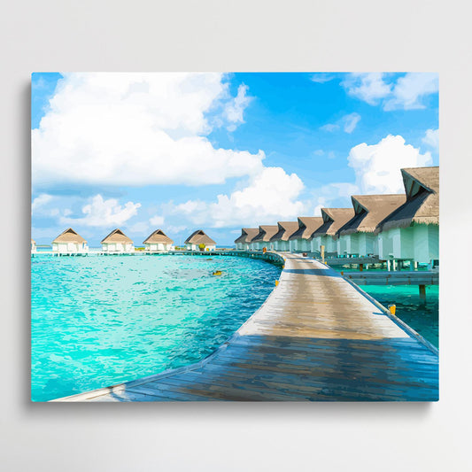 Maldives Tropical Resort | Paint by Numbers | Cities-Paintsuper